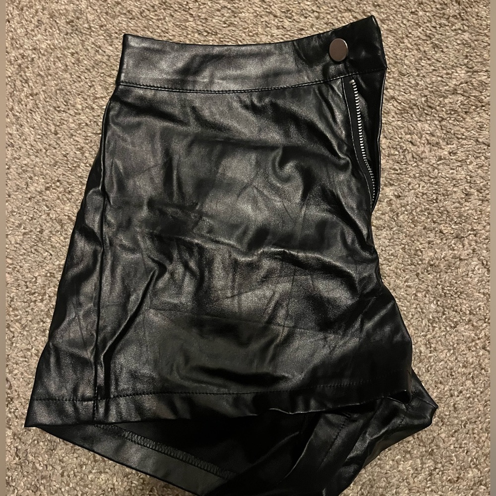 SHEIN black leather shorts